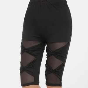 New Without Tag Mesh Panel High Waisted Bowknot Shorts